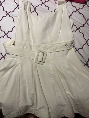 DO+BE Cream Sleeveless Belted Fit-and-Flare Dress
